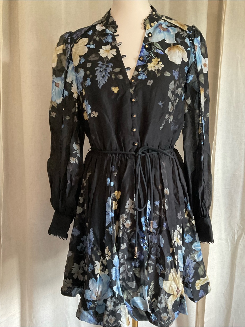 Ever New Mila Floral Mini Dress NWT US 8 Linen Blend Romantic Cottagecore